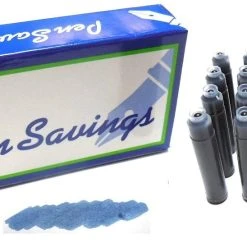 New 🎁 Pen Savings 24 Standard International Short Fountain Pen Ink Cartridges, Navy Blue 😍