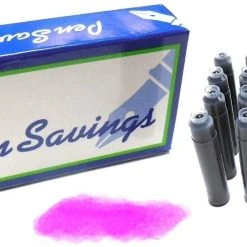 New 🌟 Pen Savings 24 Standard International Short Fountain Pen Ink Cartridges, Rose Pink 🌟