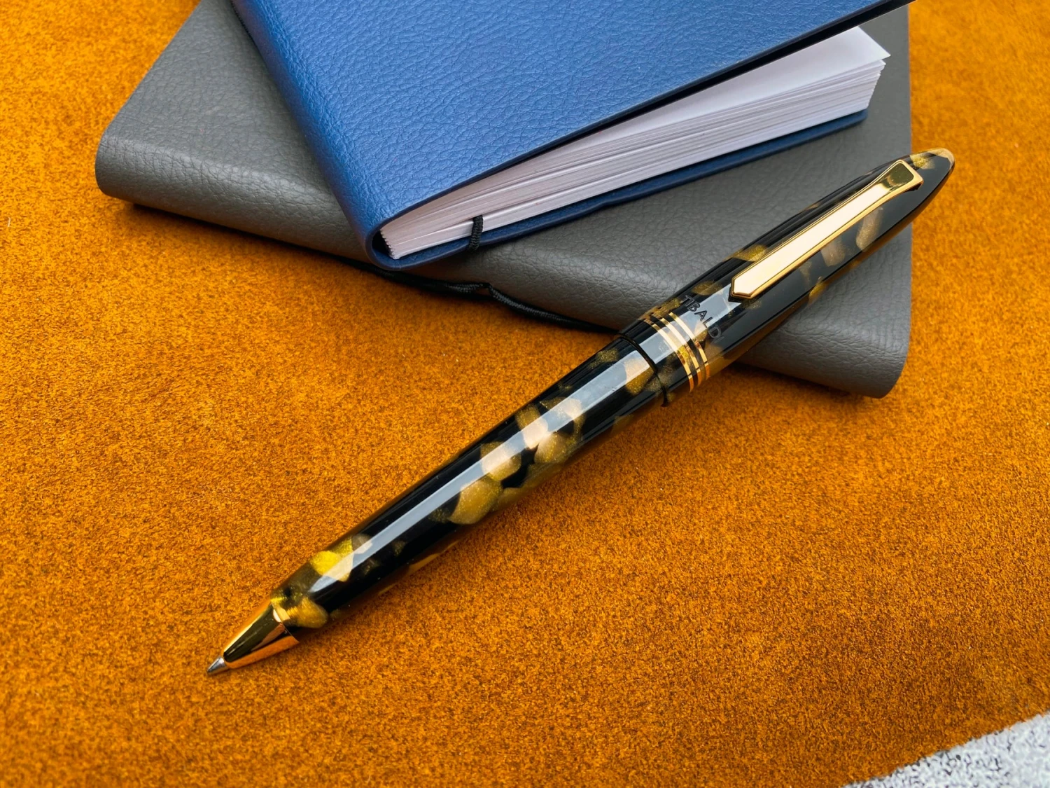 Promo ๐ Tibaldi Bononia Ballpoint Pen, Black & Gold, 18K Gold Plated Trim ๐