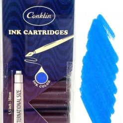 Deals 👍 Conklin Fountain Pen Ink Cartridges, 12 Pack, Blue ⌛