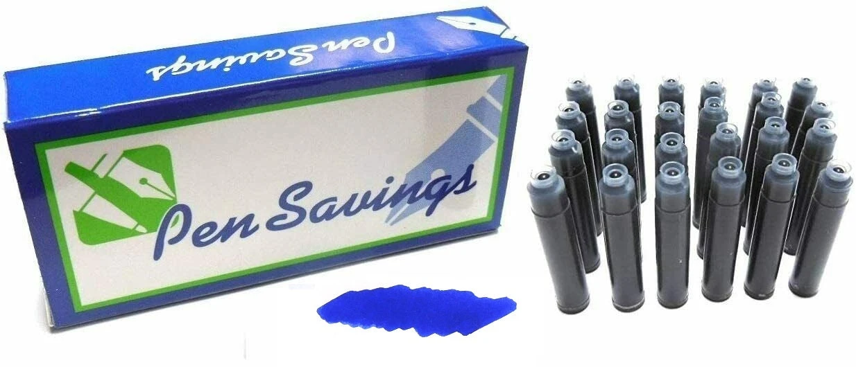 Promo ๐ Pen Savings 24 Standard International Short Fountain Pen Ink Cartridges, Sapphire Blue ๐