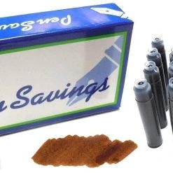 Buy 🥰 Pen Savings 24 Standard International Short Fountain Pen Ink Cartridges, Rustic Brown 🔔