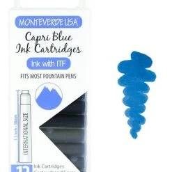 Cheap ✨ Monteverde International Standard Fountain Pen Ink Cartridges, Capri Blue ⌛