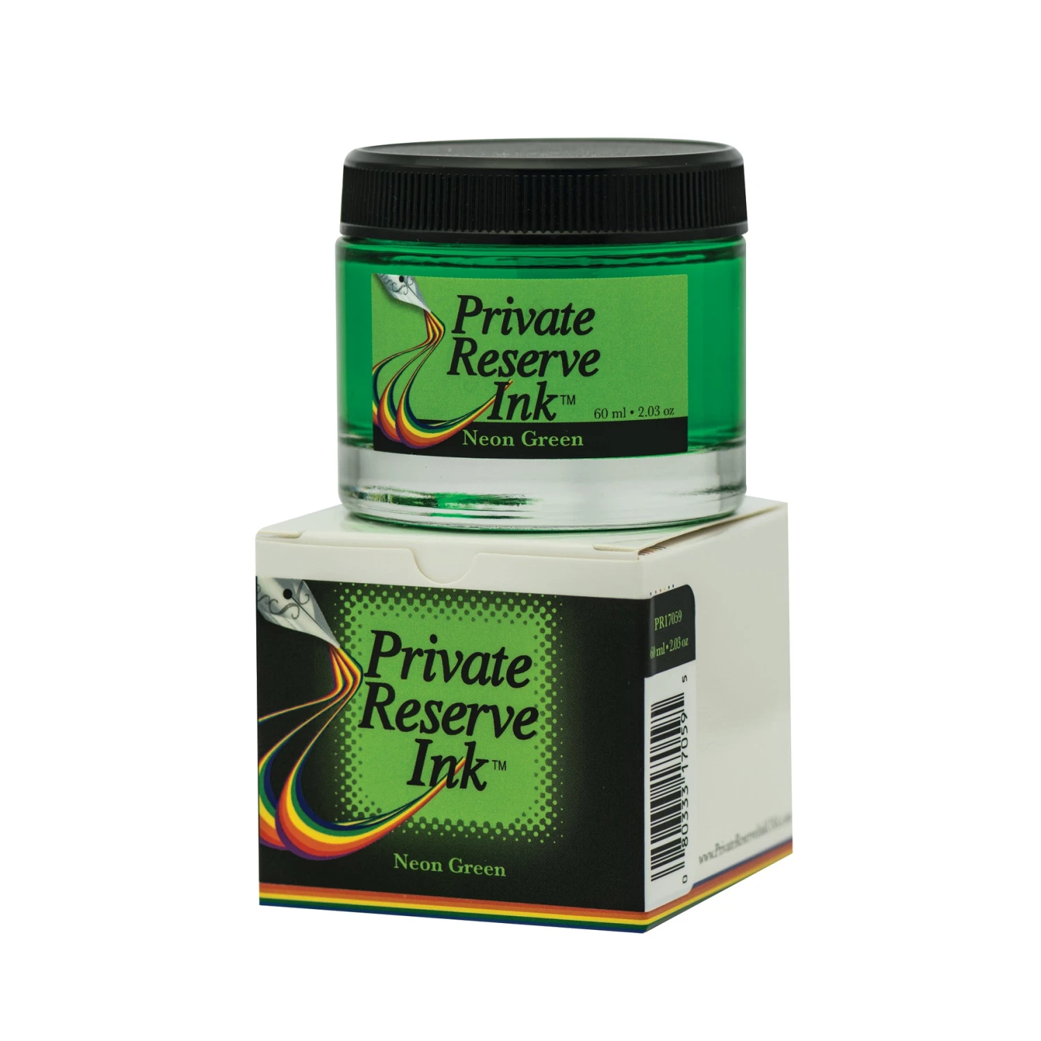 New π Private Reserve Fountain Pen Ink Bottle, 60ml, Neon Green π