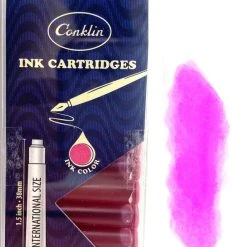 New 👏 Conklin Fountain Pen Ink Cartridges, 12 Pack, Pink ❤️