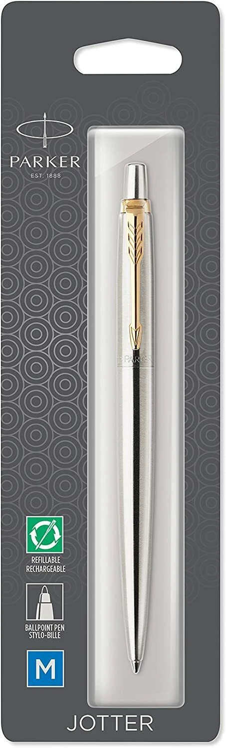 Budget ✨ Parker Jotter Ballpoint Pen, Stainless Steel & Gold 👏 - Image 2