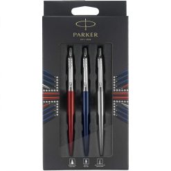 Best Sale ???? Parker 3-Piece Jotter Set, Blue Ballpoint Pen, Red Gel Pen, Stainless Pencil ????